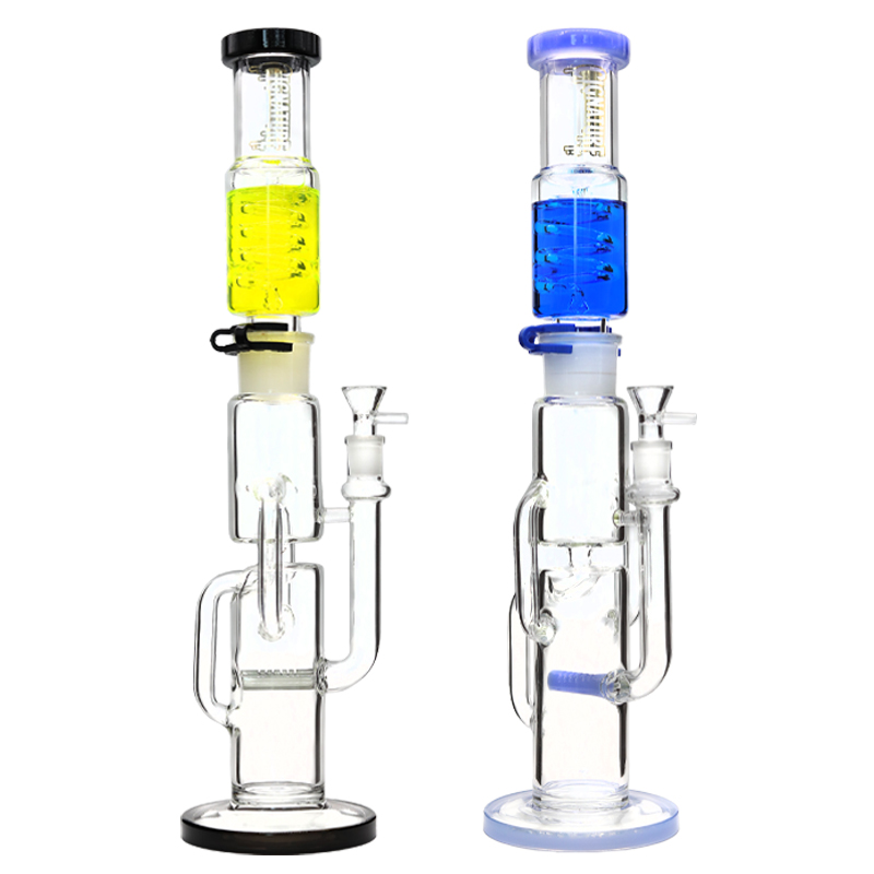 Cignature Top Glycerine Coil Tube Perc Recycler Straight Waterpipe (FGP3472) | 19 inch | Assorted Colors product image